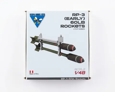 3D tištěná sada raket RP-3 60 lb s dvoupatrovým závěsem Vespa Model Kits VMKP48005 v měřítku 1/48