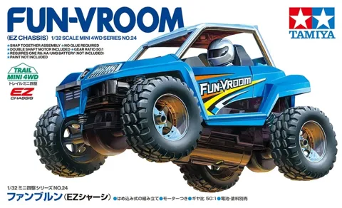 Krabice motorové stavebnice Tamiya 19024 Fun-Vroom EZ Mini 4WD s terénní bugiinou
