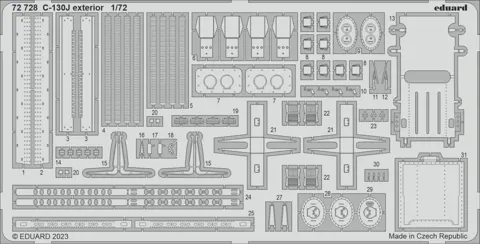 Fotolepty Eduard 72728 exteriér C-130J Hercules v měřítku 1/72 pro stavebnici Zvezda