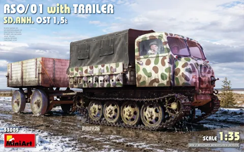 Krabice stavebnice MiniArt 53005 pásový tahač RSO/01 s přívěsem Sd.Anh. Ost 1,5 t v měřítku 1/35