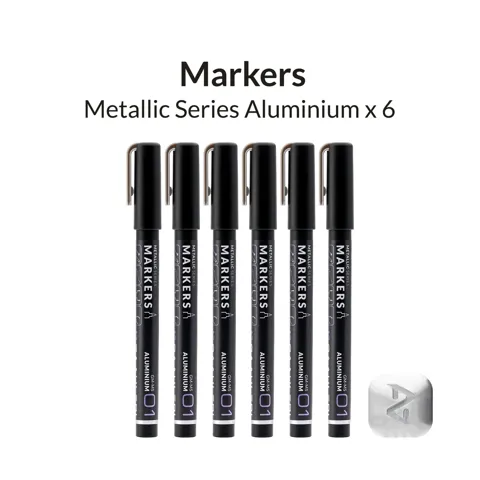 Metalické markery Gaahleri Metallic Series 45114 Aluminium GM-MS01, balení 6 kusů