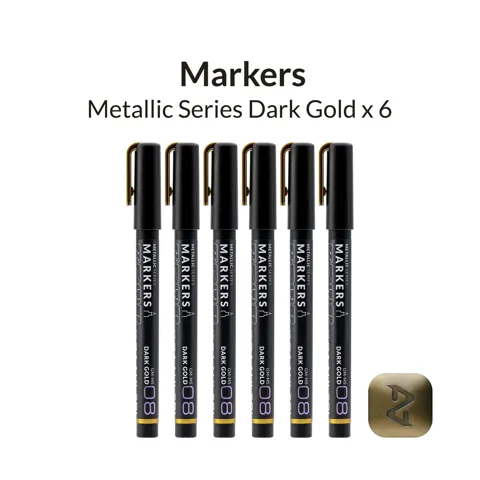 Balení šesti metalických markerů Gaahleri Metallic Series 45183 tmavě zlatá GM-MS08