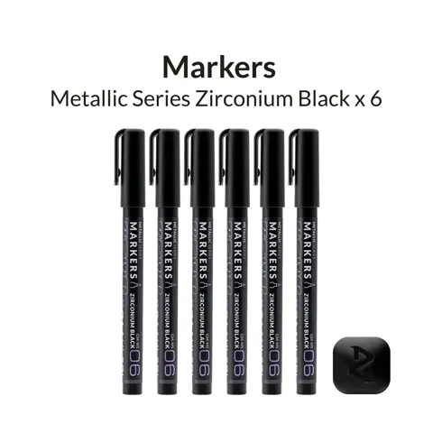 Balení šesti metalických fixů Gaahleri 45169 Metallic Series zirkoniová černá GM-MS06