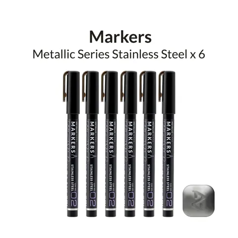 Sada šesti metalických markerů Gaahleri Metallic Series 45121 odstín nerezová ocel GM-MS02