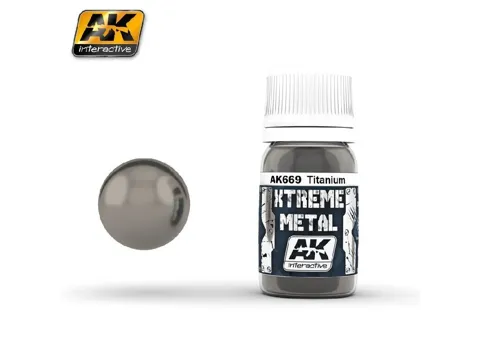 Lahvička metalické barvy AK Interactive Xtreme Metal AK669 titan 35 ml