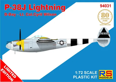 Krabice plastikové stavebnice RS Models 94031 P-38J-15 Wrangler v měřítku 1/72