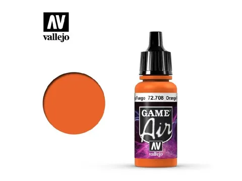 Lahvička akrylové barvy Vallejo Game Air 72708 ohnivě oranžová Orange Fire 17 ml