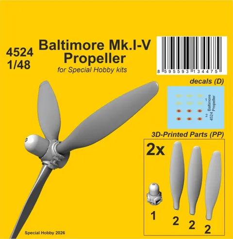 Sada CMK 4524 vrtule pro Baltimore Mk.I–V v měřítku 1/48 pro stavebnice Special Hobby