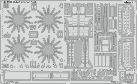 Fotoleptaná sada Eduard 481102 exteriér B-24D 1/48 pro stavebnici Revell