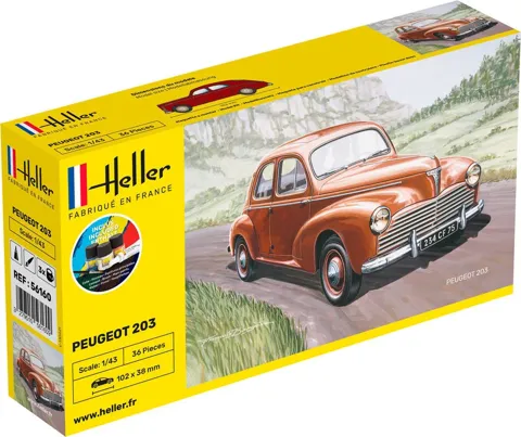 Krabice stavebnice Heller 56160 Peugeot 203 Starter Kit v měřítku 1/43