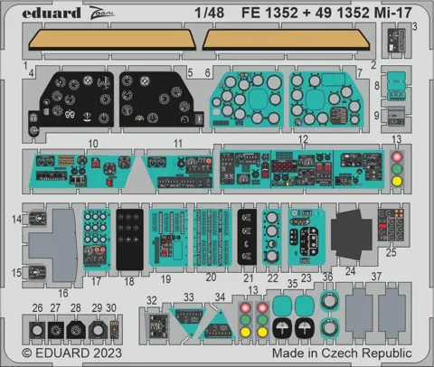 Barevné fotolepty Eduard FE1352 Mi-17 1/48 Zoom pro stavebnici AMK