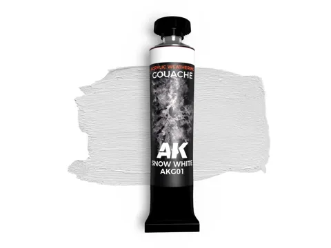 Balení kvašové barvy AK Interactive AKG01 Snow White – AK Gouache, 20 ml