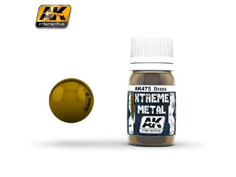 Lahvička metalické barvy AK Xtreme Metal AK475 mosaz (Brass) 35 ml