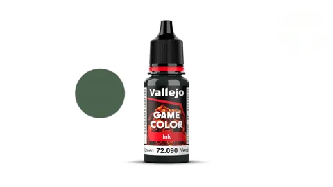 Lahvička akrylového inkoustu Vallejo Game Color 72090 Black Green Ink, 18 ml s kapátkem