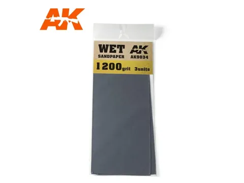 Brusný papír pod vodu AK Interactive AK9034 Wet Sandpaper zrnitost P1200, balení 3 ks