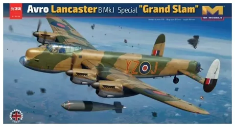 Krabice stavebnice HK Models 1/32 Avro Lancaster B Mk.I Special Grand Slam s vyobrazením bombardéru