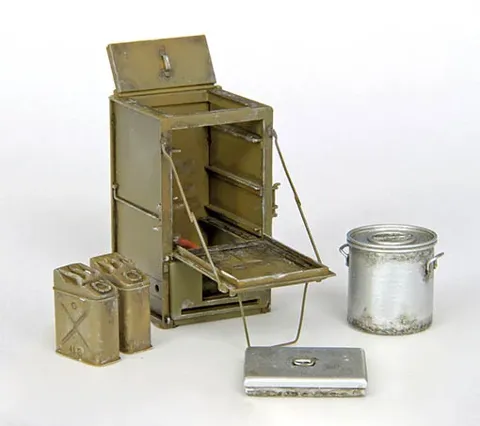 Resinové díly a fotolepty sady Plus Model 340 U.S. polní sporák M1937 v měřítku 1/35