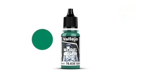 Lahvička akrylové barvy Vallejo Model Color 70838 smaragdová matná (Emerald) 18 ml