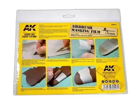 Balení maskovací fólie pro airbrush AK Interactive AK9045, 2 archy A4