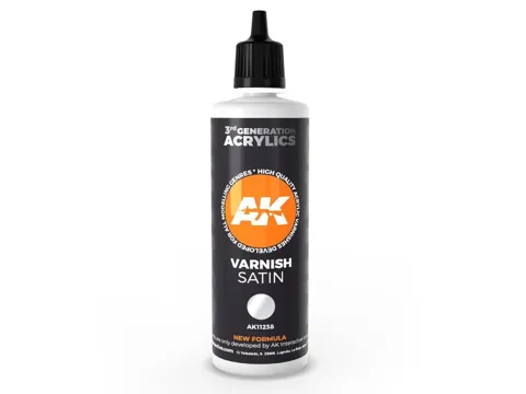 Lahvička akrylového laku AK Interactive 3GEN AK11238 saténový lak 100 ml