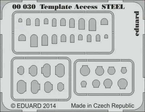 Fotoleptaná ocelová šablona Eduard 00030 Template Access STEEL pro krytky modelů