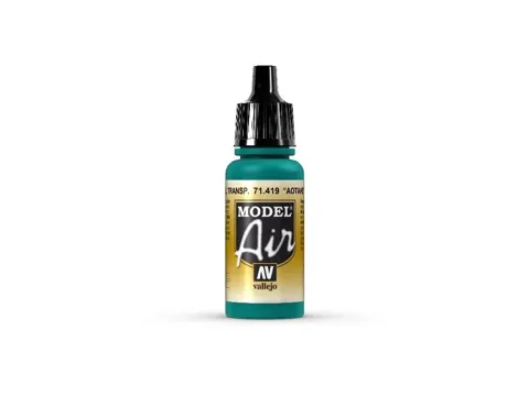 Lahvička akrylové barvy Vallejo Model Air 71419 Aotake transparentní modrá 18 ml