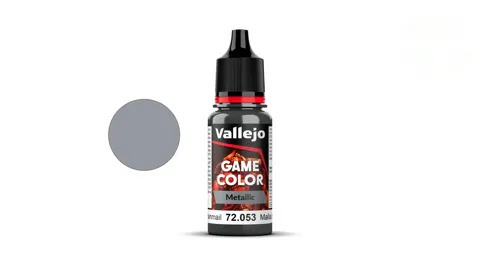 Lahvička akrylové barvy Vallejo Game Color 72053 kovová stříbrná Chainmail Metal 18 ml