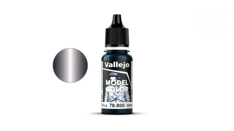 Lahvička akrylové barvy Vallejo Model Color 70800 ocelově modrá metalická, 18 ml