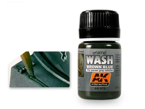 Lahvička emailového washe AK Enamel Effects AK070 pro techniku Panzer Grey, 35 ml