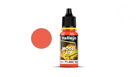 Lahvička akrylové barvy Vallejo Model Air 71082 fluorescenční červená 18 ml
