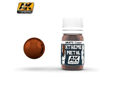 Lahvička metalické barvy AK Interactive Xtreme Metal AK473 měděná Copper 35 ml