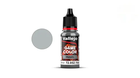 Lahvička akrylové barvy Vallejo Game Color 72052 stříbrná metalická Silver Metal 18 ml