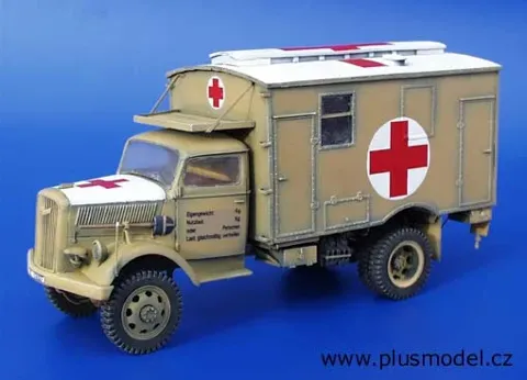 Konverzní sada Plus Model 092 Opel Blitz 4x4 ambulance 1/35 s resinovými díly a fotolepty