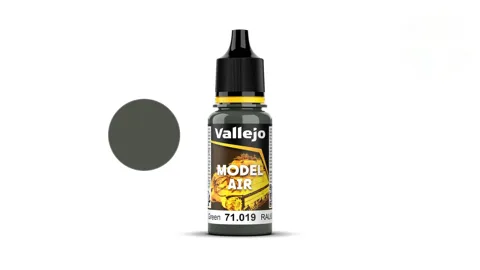 Lahvička akrylové barvy Vallejo Model Air 71019 tmavě zelená RAL 6007, 18 ml