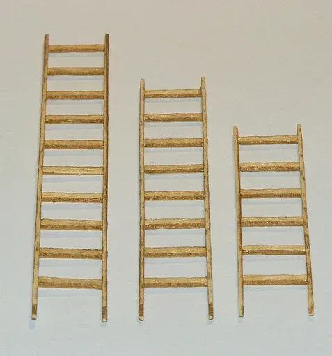Doplňková sada Plus Model 401 žebříky 1/35 – dřevěný laserem řezaný aršík a fotolepty