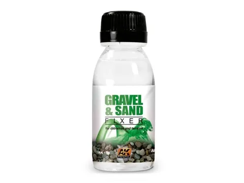 Lahvička AK Interactive AK118 Gravel & Sand Fixer 100 ml, fixátor štěrku a písku