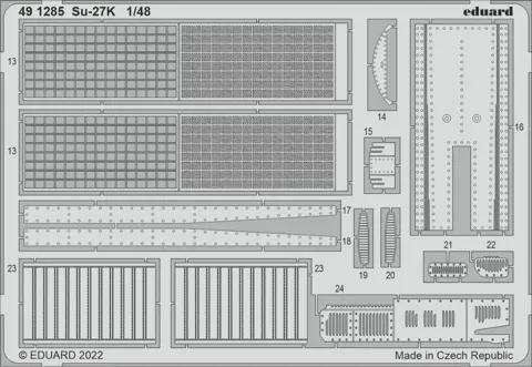 Fotoleptaná sada Eduard 491285 Su-27K 1/48 pro stavebnici Minibase