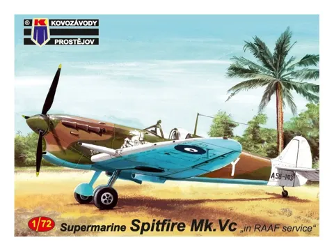 Krabice plastikové stavebnice Kovozávody Prostějov KPM0147 Supermarine Spitfire Mk.Vc RAAF 1/72