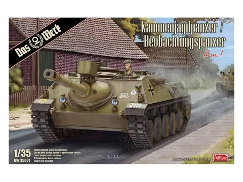 Krabice plastikové stavebnice Das Werk DW35031 Kanonenjagdpanzer/Beobachtungspanzer v měřítku 1/35