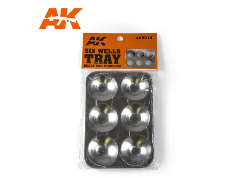 Míchací paletka AK Interactive AK9014 Six Wells Tray se šesti důlky pro modelářské barvy