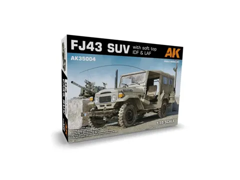 Krabice plastikové stavebnice AK Kits AK35004 FJ43 SUV s plátěnou střechou IDF & LAF v měřítku 1/35