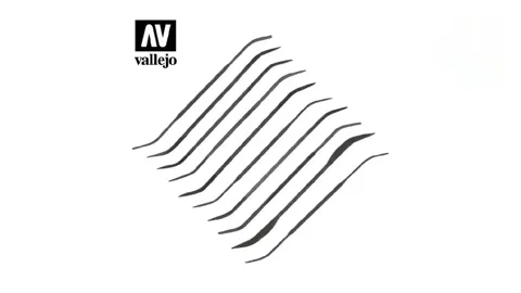 Sada 10 ohnutých modelářských pilníčků Vallejo Tools T03003