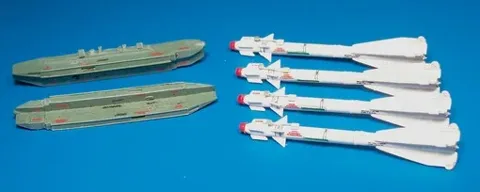 Resinová sada Plus Model AL4015 rakety R-60M/MK AA-8 Aphid s dvojitými závěsníky v měřítku 1/48