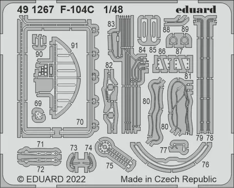 Fotolepty Eduard 491267 F-104C 1/48 pro stavebnici Kinetic, leptaný kovový plát