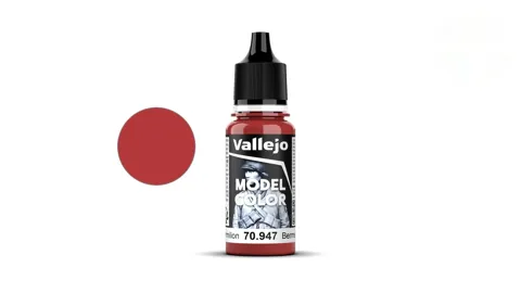 Lahvička akrylové barvy Vallejo Model Color 70947 tmavá rumělková matná, 18 ml