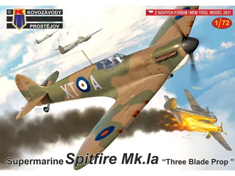 Krabice stavebnice Kovozávody Prostějov KPM0261 Spitfire Mk.Ia Three Blade Prop v měřítku 1/72