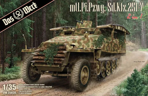 Krabice stavebnice Das Werk DW35030 Sd.Kfz.251/7 v měřítku 1/35