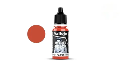 Lahvička akrylové barvy Vallejo Model Color 70956 transparentní oranžová Clear Orange 18 ml