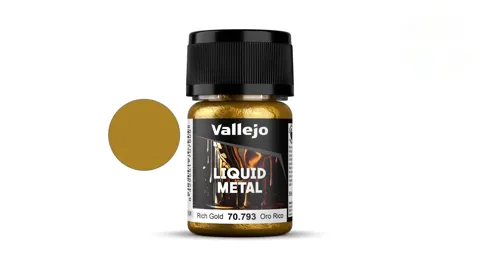 Lahvička metalické barvy Vallejo Liquid Metal 70793 syté zlato Rich Gold 35 ml