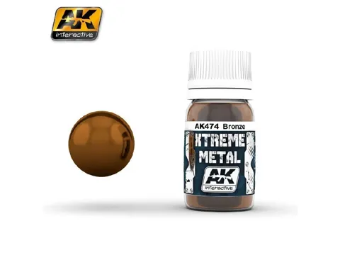 Lahvička metalické barvy AK Interactive Xtreme Metal AK474 bronzová 35 ml